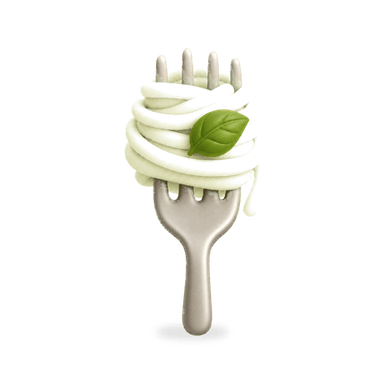 Clay illustration of pasta twirled on a fork
